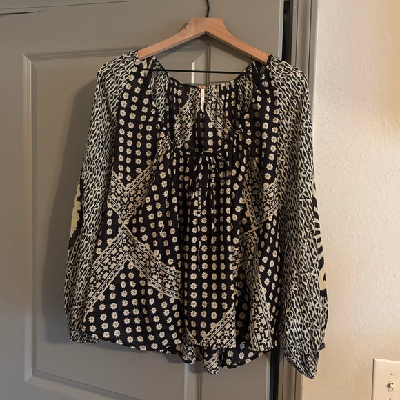 Free People Elena Floral Boho Printed Peasant Top Size Small - Picture 2 of 11